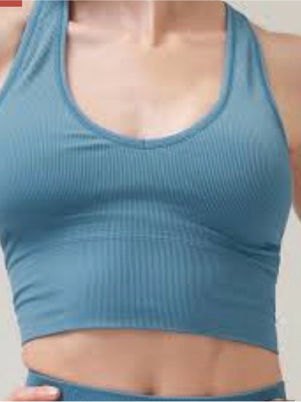 Athleta Aurora Seamless Teal Ribbed V-Neck Tank Top - Picture 5 of 6